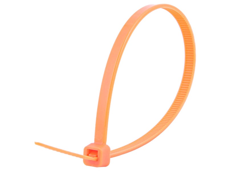 SECURE CABLETIES Secure 8 Inch Fluorescent Orange 50 lb Standard Nylon Cable Tie - 100 Pack - Image 1